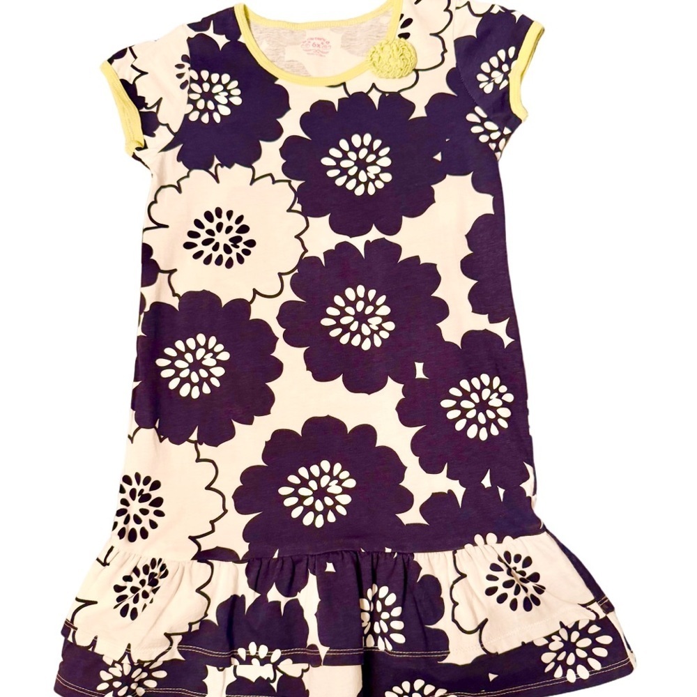 NWT Carter's Navy and White girls size 6x floral dress with lime green accents